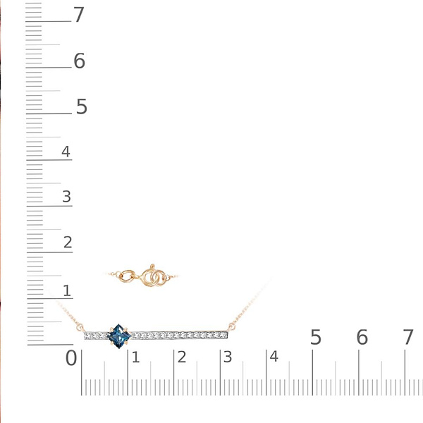 Колье Дорожка из красного золота с топазом лондон и 17 фианитами
