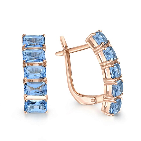 Серьги из красного золота с 10 топазами swiss