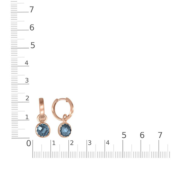 Серьги-трансформеры из красного золота с 2 ситаллами