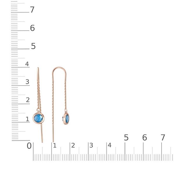 Серьги-продёвки из красного золота с 2 топазами swiss
