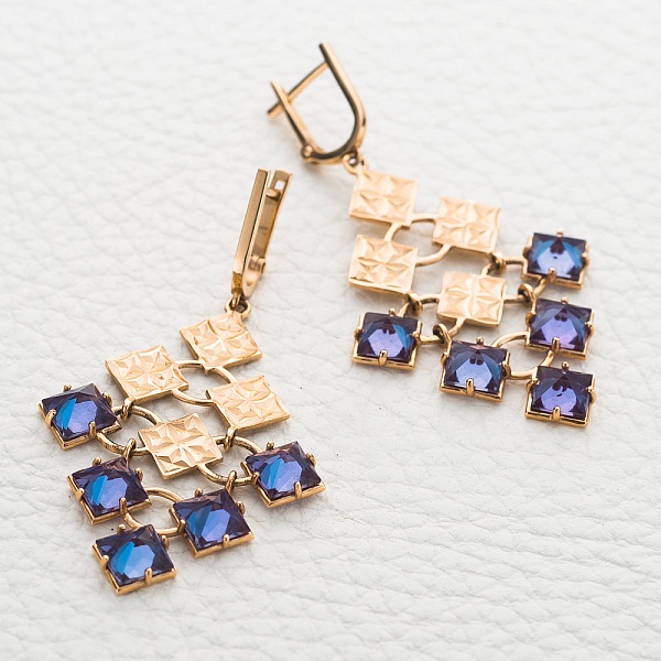 Серьги из красного золота с 10 александритами