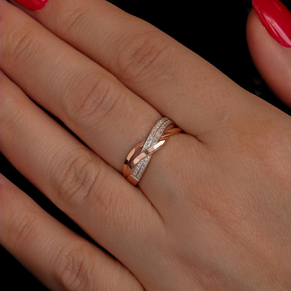 Кольцо дорожка из красного золота с 31 бриллиантами