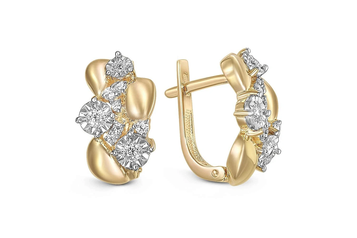 Серьги из жёлтого золота с 18 фианитами