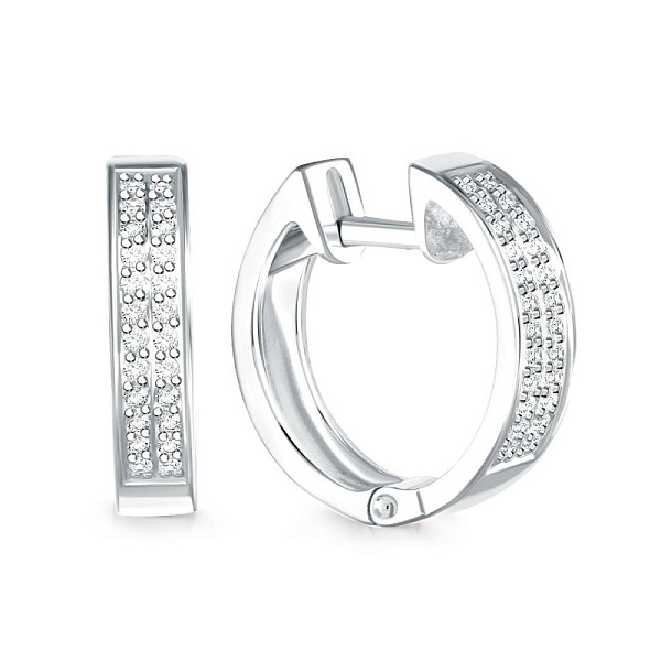 Серьги Дорожки из белого золота с 48 бриллиантами