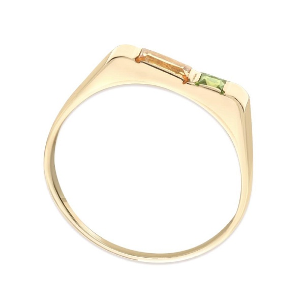 Кольцо из жёлтого золота с цитрином и хризолитом