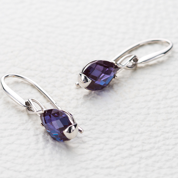 Серьги из белого золота с 2 александритами