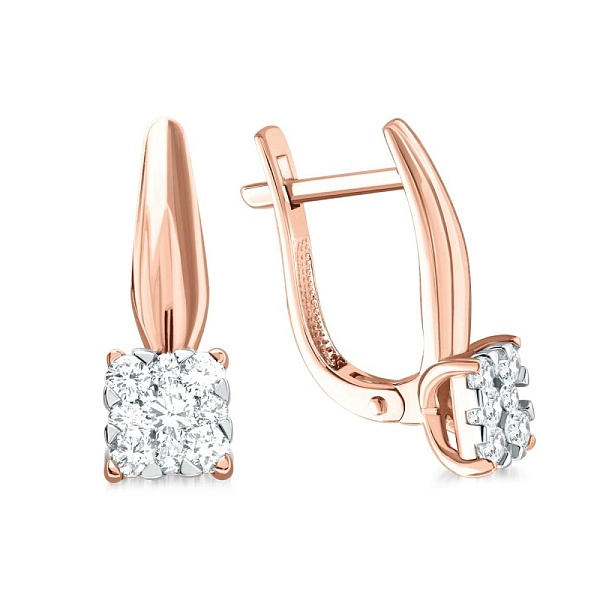 Серьги Малинки из красного золота с 18 муассанитами