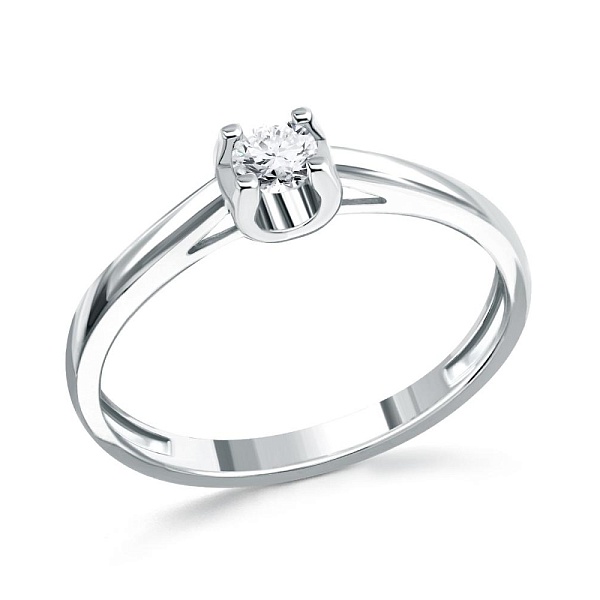 Кольцо из белого золота с выращенным бриллиантом