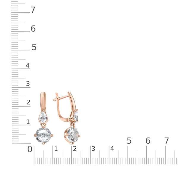 Серьги из красного золота с горным хрусталём