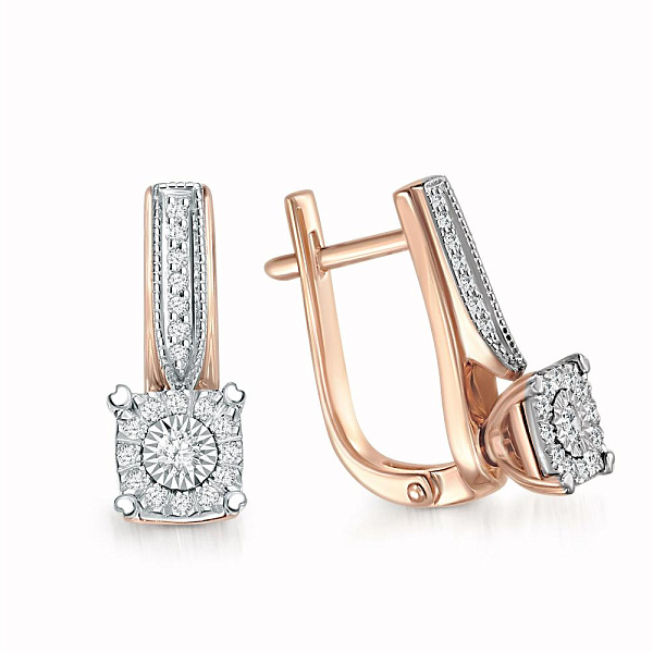 Серьги из красного золота с 40 бриллиантами