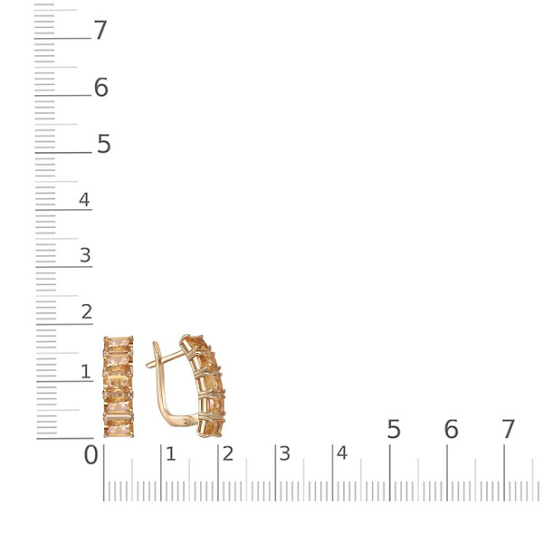Серьги из жёлтого золота с 10 цитринами