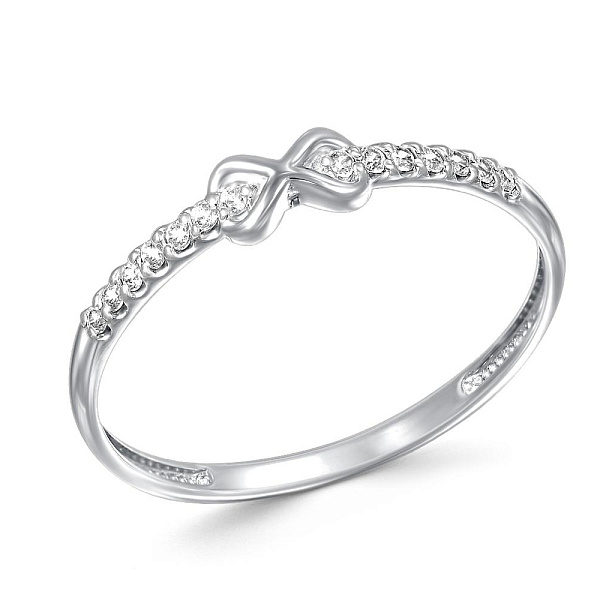Кольцо Бесконечность из белого золота с 14 фианитами