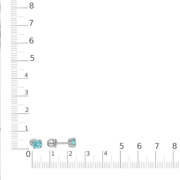 Серьги-пусеты из белого золота с 2 ситаллами