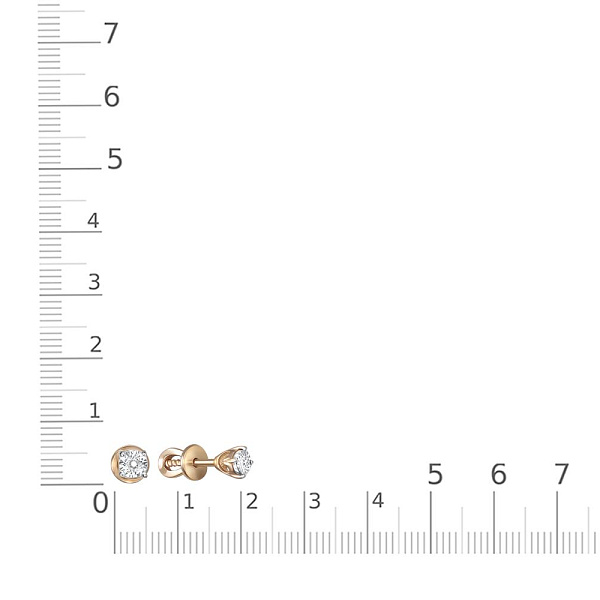 Серьги-пусеты из красного золота с 2 бриллиантами