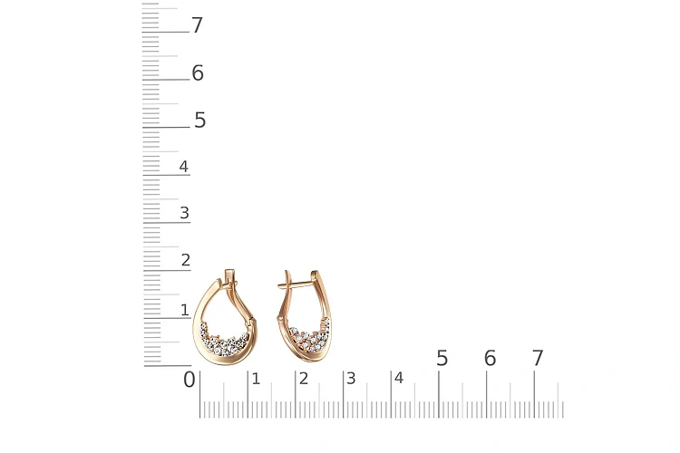 Серьги из красного золота с 24 фианитами