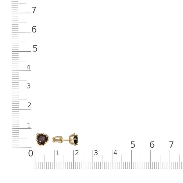 Серьги-пусеты Цветы из жёлтого золота с 2 раухтопазами