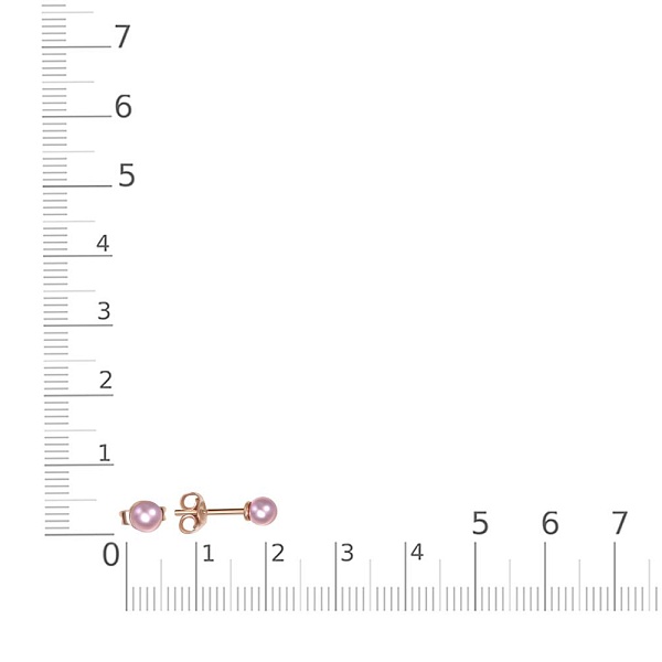 Серьги-пусеты из красного золота с 2 жемчужинами
