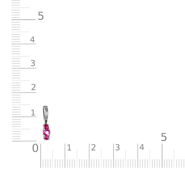Подвеска из белого золота с 3 рубинами
