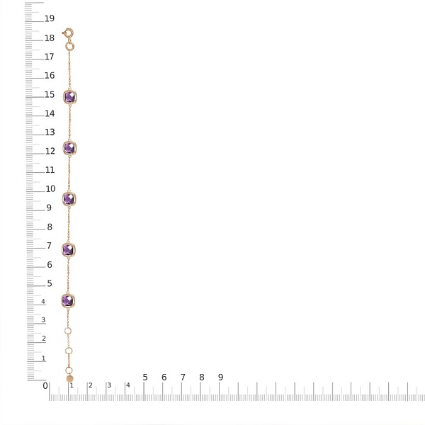 Браслет из красного золота с 5 аметистами