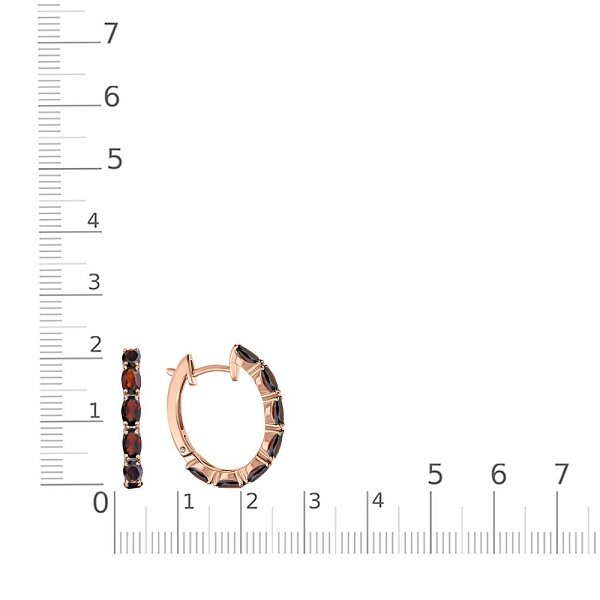 Серьги из красного золота с 14 гранатами