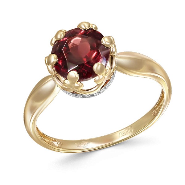 Кольцо из жёлтого золота с гранатом