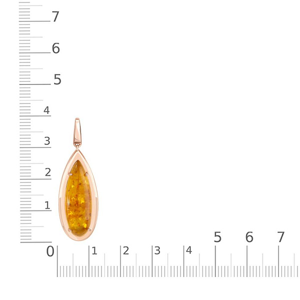 Подвеска из красного золота с янтарём