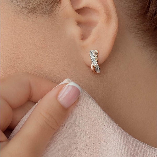 Серьги из красного золота с 50 бриллиантами