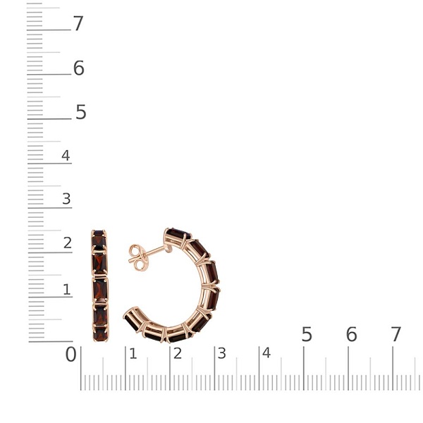Серьги-пусеты из красного золота с 16 гранатами