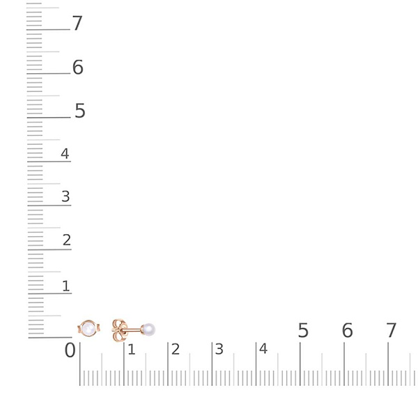 Серьги-пусеты из красного золота с 2 жемчужинами