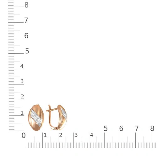 Серьги из красного золота с 54 фианитами