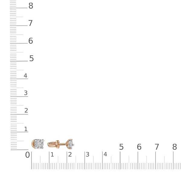 Серьги-пусеты из красного золота с 2 бриллиантами
