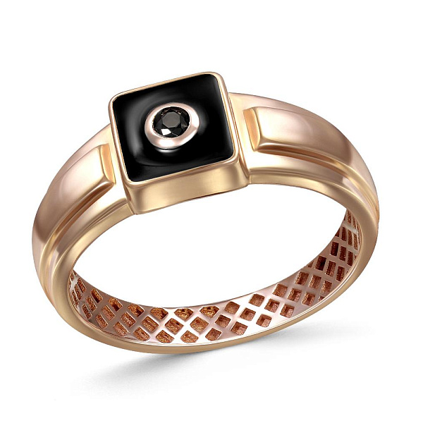 Печатка из красного золота с фианитом