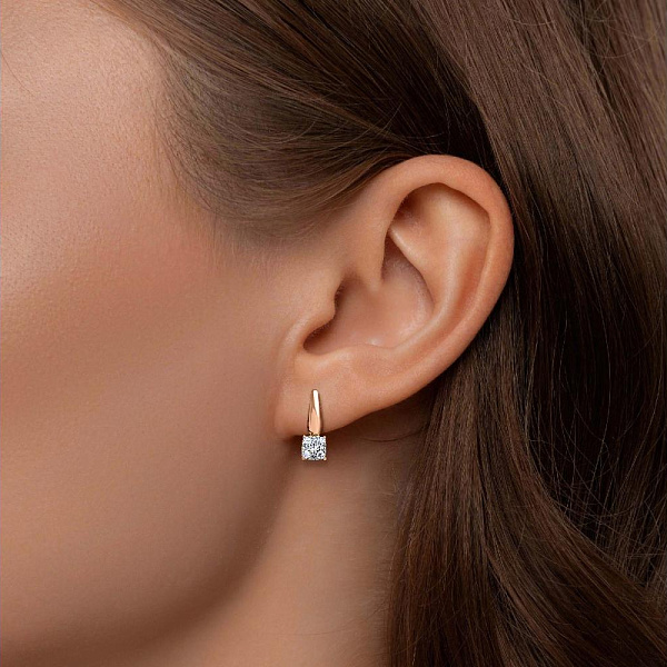 Серьги Малинки из красного золота с 18 муассанитами