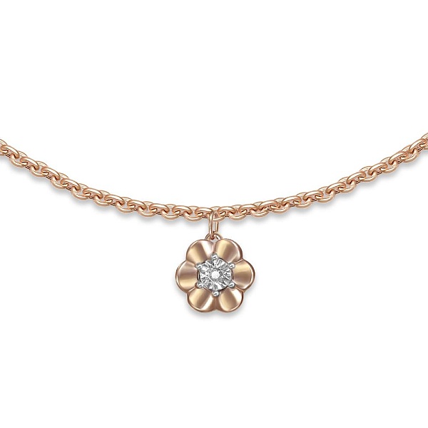 Колье Цветок из красного золота с бриллиантом