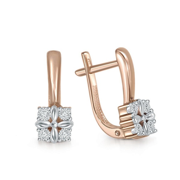 Серьги из красного золота с 8 бриллиантами