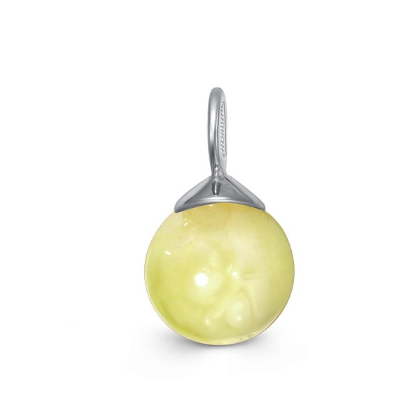 Подвеска серёг-трансформеров из белого золота с янтарём