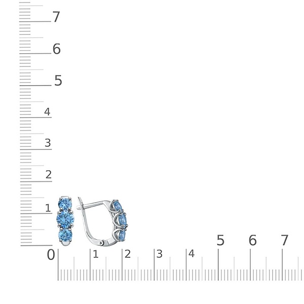 Серьги из белого золота с 6 циркониями