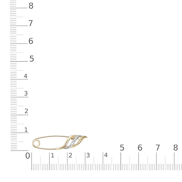 Булавка из жёлтого золота с 6 фианитами
