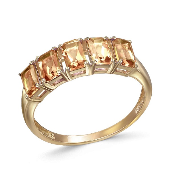 Кольцо Дорожка из жёлтого золота с 5 цитринами