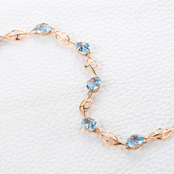 Браслет Дорожка из красного золота с 9 топазами sky