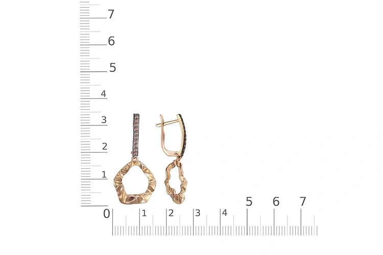 Серьги из красного золота с 20 фианитами