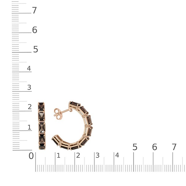 Серьги-пусеты из красного золота с 16 раухтопазами