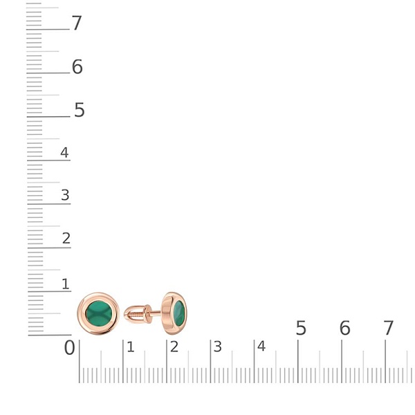 Серьги-пусеты из красного золота с 2 агатами