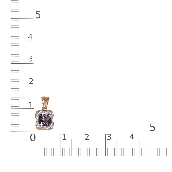 Подвеска из красного золота с кварцем и 24 фианитами