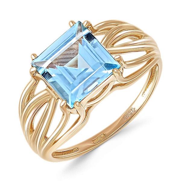 Кольцо из жёлтого золота с топазом sky