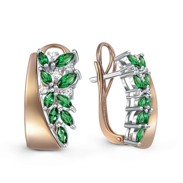 Серьги из красного золота с 28 фианитами