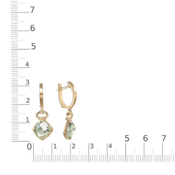 Серьги из жёлтого золота с 2 аметистами