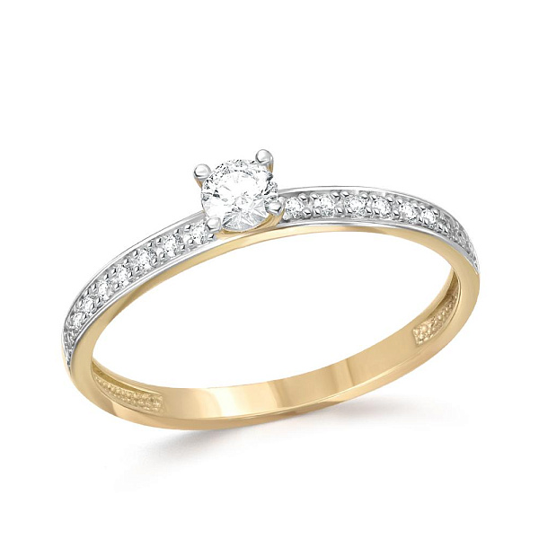 Кольцо Дорожка из жёлтого золота с 19 фианитами