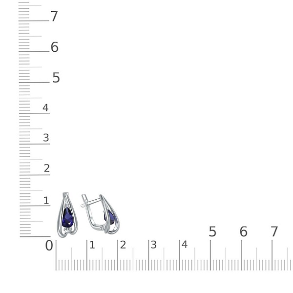 Серьги из белого золота с 2 корундами