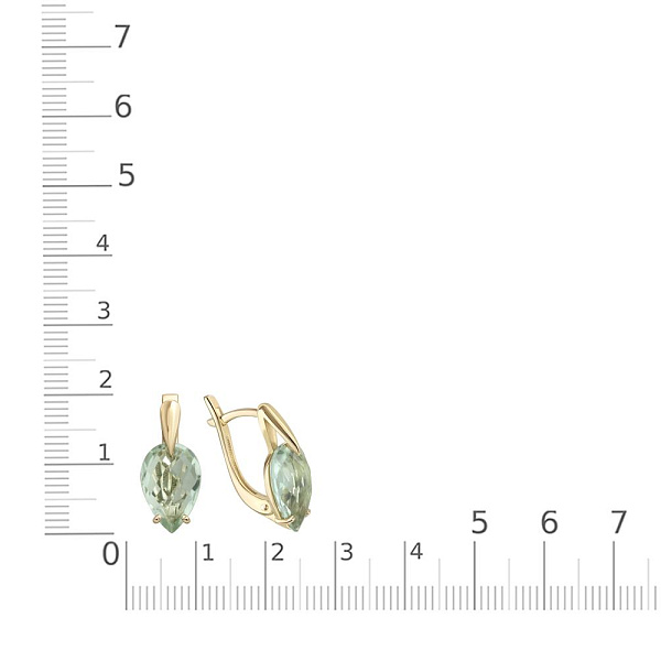 Серьги из жёлтого золота с 2 празиолитами